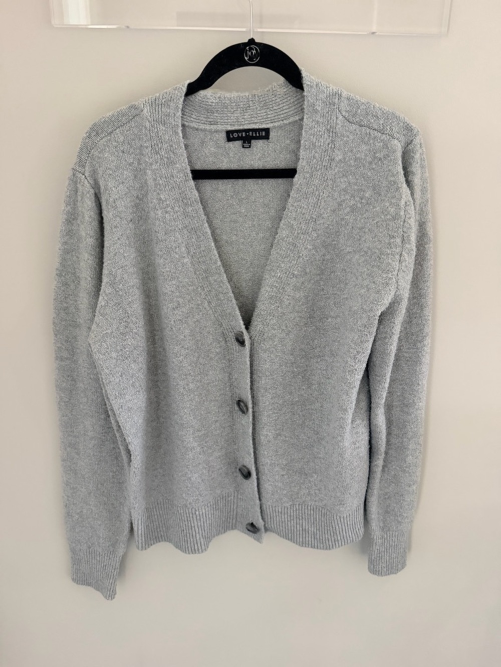 Love + Elle Light Gray Button-Up V-Neck Cardigan